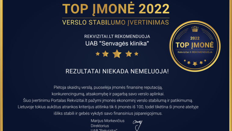 TOP įmonė 2022 – Senvagės klinika